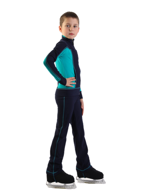 IceDress - Thermal Figure Skating  Outfit - "Squares" (Black with Mint) for Boys