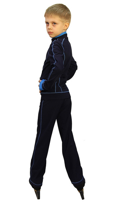 Special Deal - IceDress Ice Skating Thermal Jacket - Todes for Boys (Size CXS, Dark Blue with Blue Line)