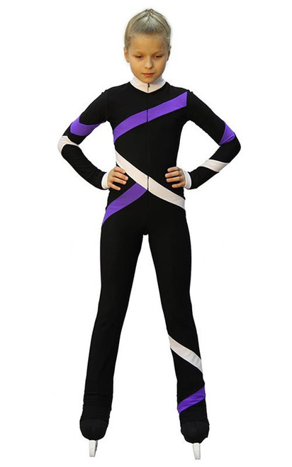 IceDress - Figure Skating Training Overalls  - Quad (Black, Purple and White)