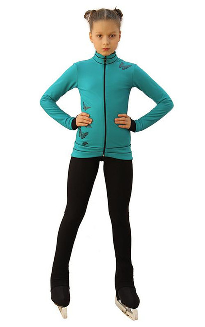 IceDress Figure Skating Outfit - Thermal - Flying (Emerald with Black)