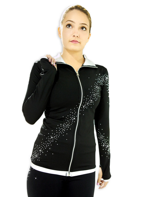 Kami-So Figure Skating Jacket -  Crystal Spiral Silver 6th view