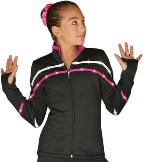 ChloeNoel J618F 2-Tone Piping Light Weight Fleece Figure Skating Jacket with matching Swarovski crystals