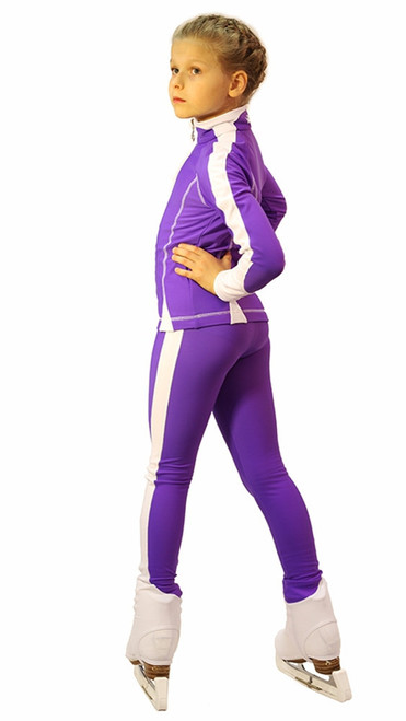 IceDress Figure Skating Outfit - Thermal -Bracket  (Violet with White Line)