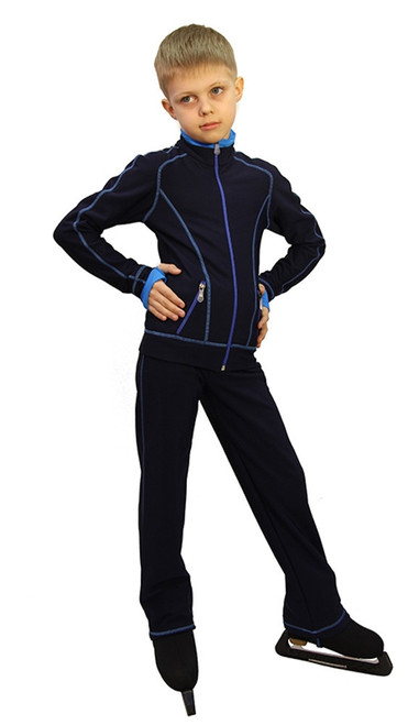 IceDress Figure Skating Outfit - Thermal - Todes for Boys (Dark Blue with Blue Line)