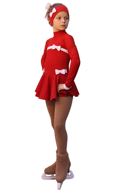 IceDress Figure Skating Outfit - Thermal - Bows (Red and White)