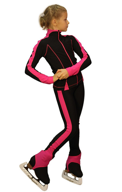 IceDress Figure Skating Outfit - Thermal -Bracket (Black with Fuchsia Line)