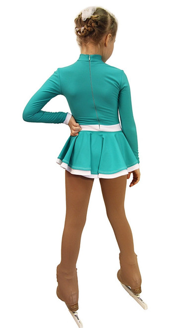 IceDress Figure Skating Dress-Thermal -  Snowflake (Mint and White)