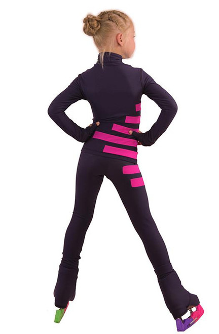 IceDress Figure Skating Outfit - Thermal - IceCode (Gray-blue dark with Fuchsia)