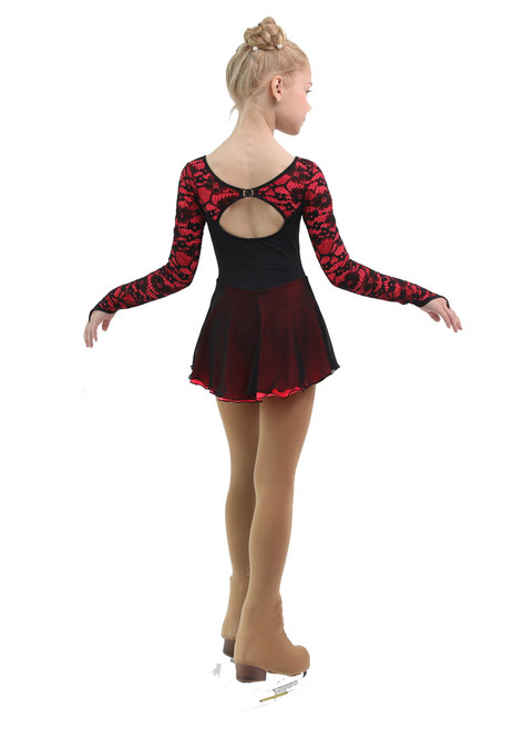 IceDress Figure Skating Dress - Thermal - Harmony (Black with Hot Coral)