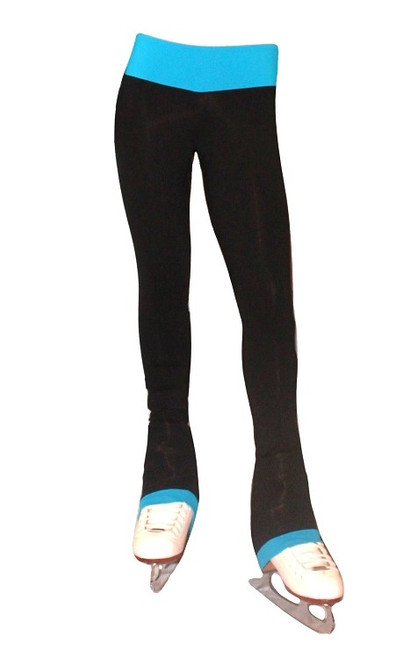 Supplex Ice Skating Pants with Turquoise Waistband/Cuffs