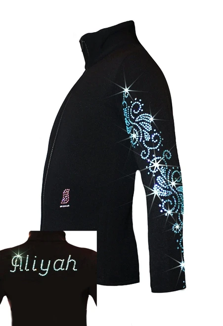 Personalized Ice Skating Jacket Aqua Swirls design