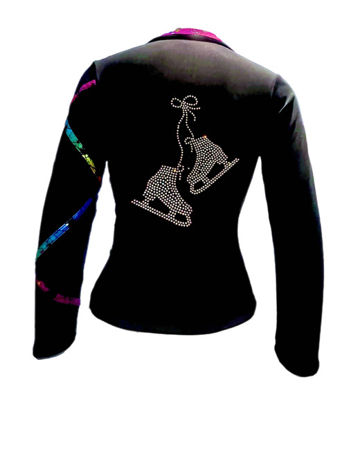 Criss Cross Rainbow Rhinestones Skates PolySpandex Ice Skating Set (Jacket, Pants, and Boot Covers)