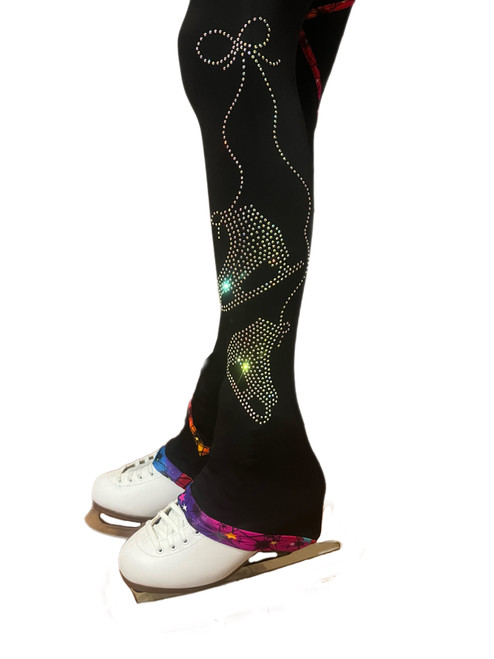 Criss Cross Pink/Lime Rhinestones Skates PolySpandex Ice Skating Set (Jacket, Pants, and Boot Covers)