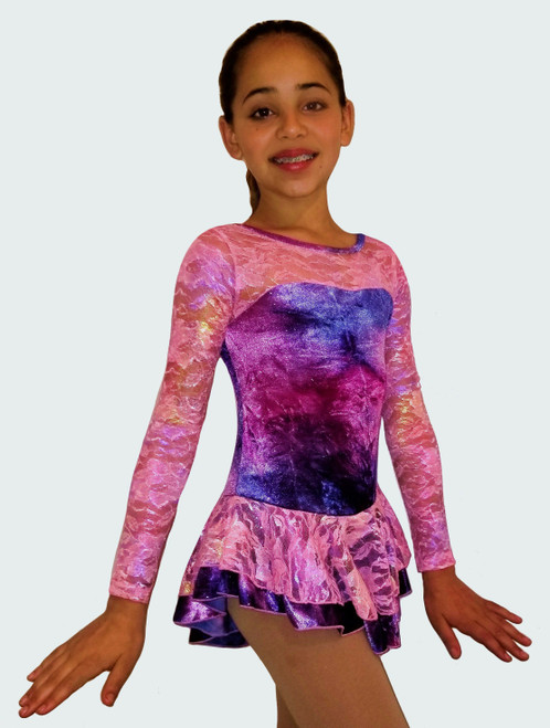 Velvet Ice Skating Dress Pink/Purple