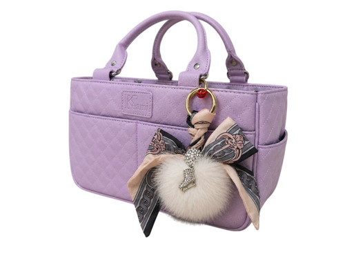 Kami-So Ice Skating Rink Tote -  Lilac with Bow Keychain (White)
