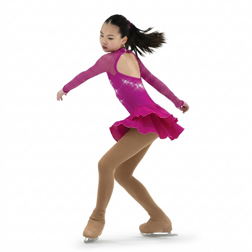 Jerry's Ice Skating Dress - Aurora AJ347 Strands of Crystals Dress - Deep Pink
