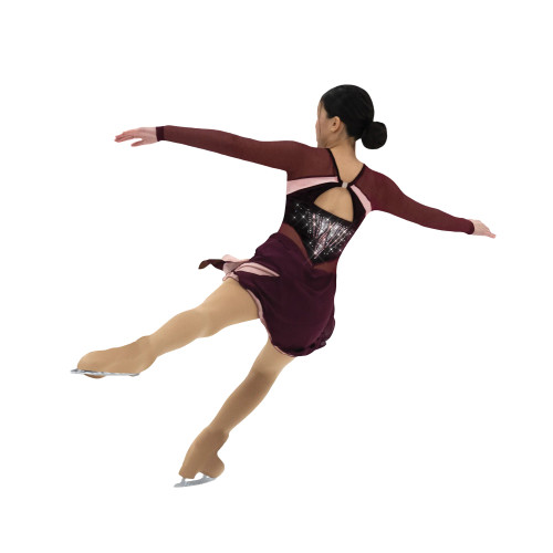 Jerry's Ice Skating Dress - Aurora AA025 Ice Deco Dress  Wine/Blush
