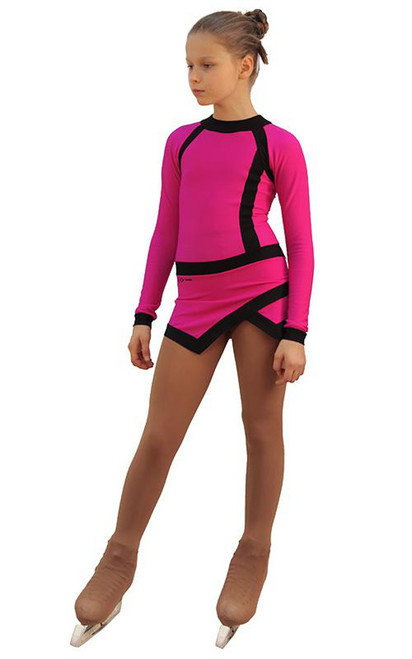 IceDress Figure Skating Dress - Thermal - IceSports (Fuchsia and Black)