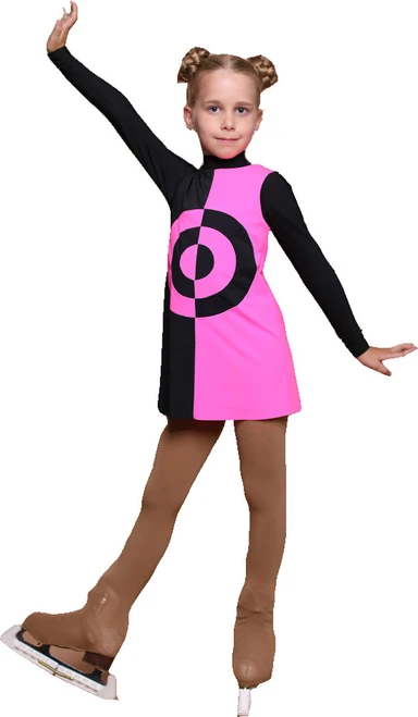 IceDress Figure Skating Sundress - Thermal - Harlequin (Black with Hot Pink)