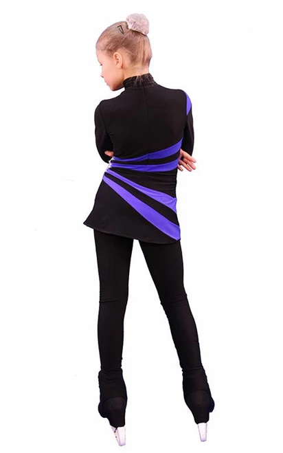 IceDress Figure Skating Dress-Thermal -  Oriental 3 (Black and Cornflower)