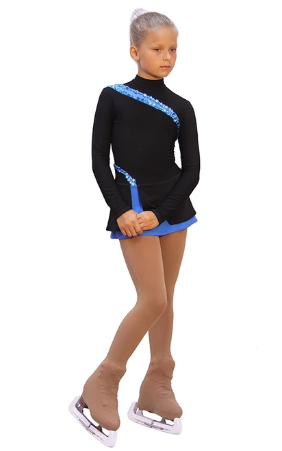 IceDress Figure Skating Dress-Thermal -  Lasso(Black with Blue)