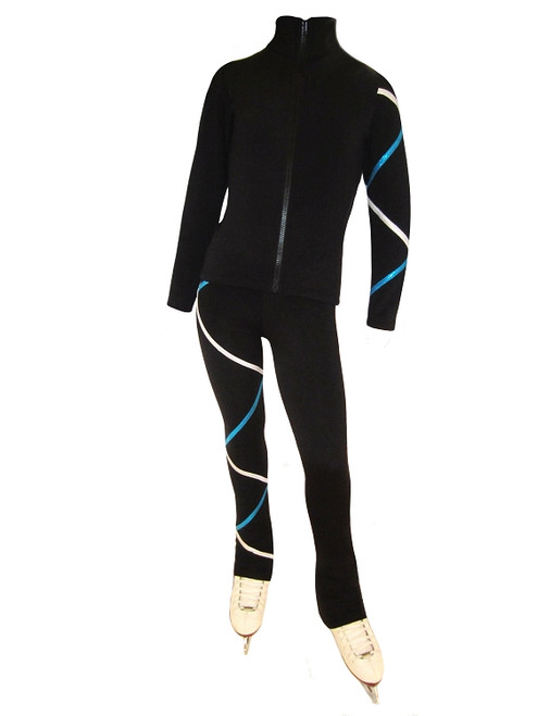 Criss Cross Fleece Ice Skating Jacket  Silver/Turquoise XJ411