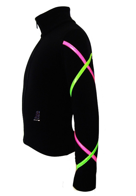 Criss Cross Fleece Ice Skating Jacket  Pink/ Lime XJ711 3rd view