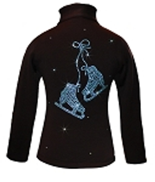 Black ice Skating Jacket with Aqua "Pair of skates" rhinestone applique 3rd view