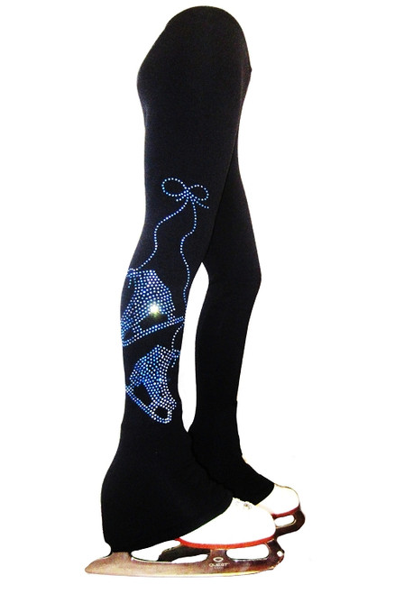 Ice Skating Pants with Blue crystals  "Pair of Skates" applique
