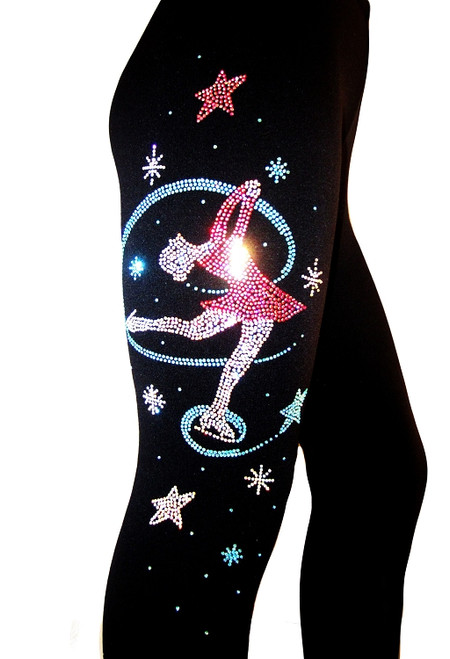 Ice Skating Pants with "Colorful Layback" rhinestone applique 3rd view