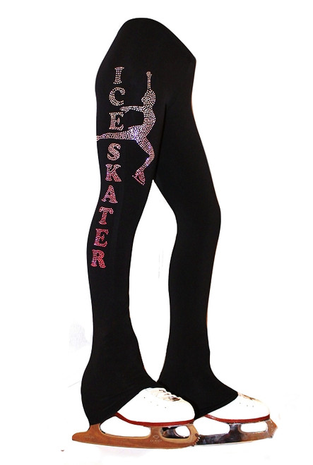 Closeout Poly/Spandex Skating Pants with Pink Ombre "Ice Skater" Metallic Studs Design