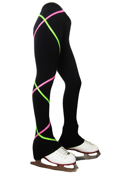 Criss Cross Fleece Ice Skating Pants  Pink/Lime XP511 3rd view