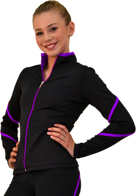 ChloeNoel J76 Heavy Poly Spandex Pipings Swirl Figure Skating Jacket