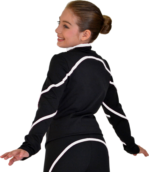 ChloeNoel J76 Heavy Poly Spandex Pipings Swirl Figure Skating Jacket 8th view