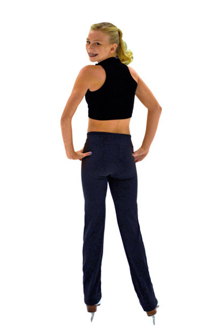 ChloeNoel P49 All Black 3Inch Waist Band Straight Cut Skate / Yoga / Dance Figure Skating Pants 6th view