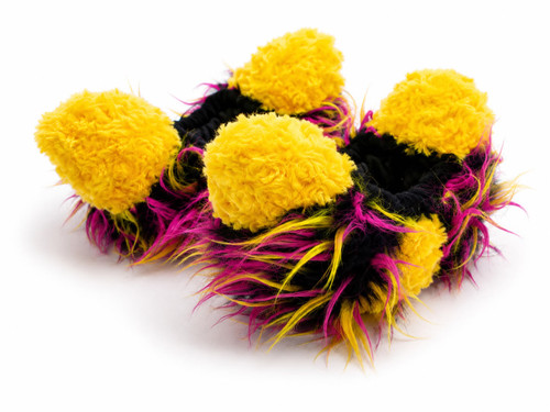 Figure Skating Furry Soakers -CF26 - Yellow Fuzzy Fur with Hot Pink, Yellow and Black