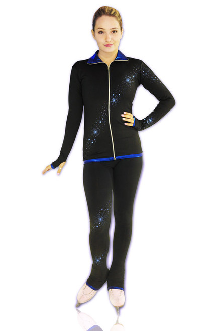 Kami-So Figure Skating Pants -  Crystal Spiral Navy 2nd view