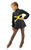 IceDress Figure Skating Dress-Thermal -  Jackson (Dark Grey with Yellow belt)