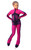 IceDress Figure Skating Outfit - Thermal - Jump (Fuchsia with Gray-Blue stripes)