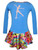 Blue "Peace & Stars" Ice Skating Dress with "Skating Girl" design