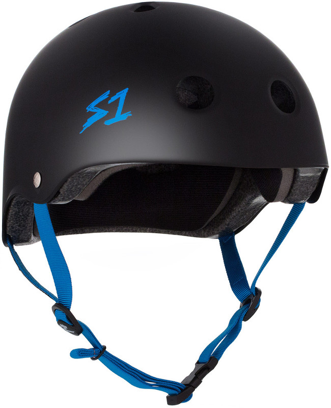 S1 Lifer Helmet - Black Matte with Cyan Straps