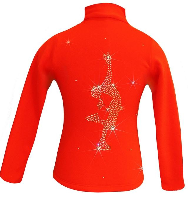 Orange Ice Skating Jacket with Layback Rhinestone Design