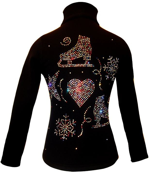 Figure Skating Jacket with  Multi Colors Skating Designs rhinestone applique