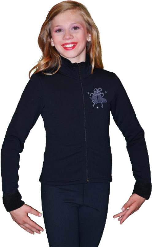 ChloeNoel Figure Skating Outfit - P11 Figure Skating Pants and J11 Solid Polar Fleece Fitted Figure Skating Jacket w/ Mini Blue Ribbon Crystals Combination