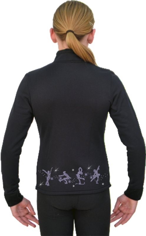 ChloeNoel Figure Skating Outfit - P11 Figure Skating Pants and J11 Solid Polar Fleece Fitted Figure Skating Jacket w/ Group Line Crystals Combination