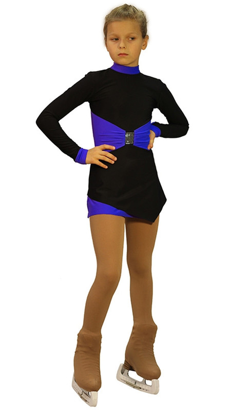 IceDress Figure Skating Dress - Oriental-2 (Black and Cornflower blue)