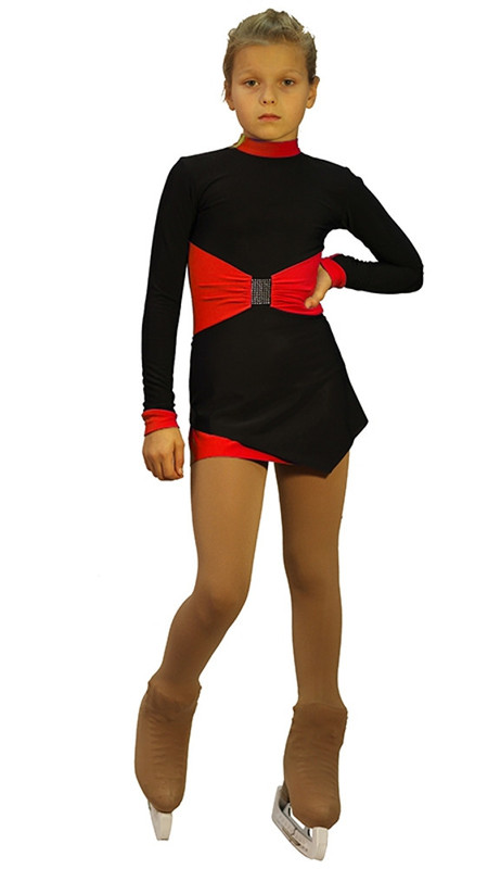 IceDress Figure Skating Dress - Oriental-2 (Black and Red)