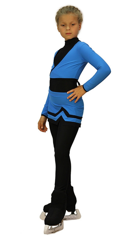 IceDress Figure Skating Outfit - Thermal - Line (Blue with Black Line)