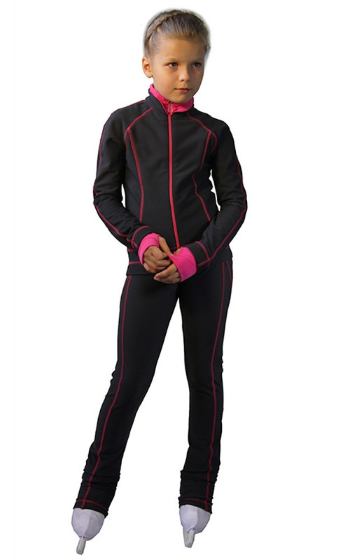 IceDress Figure Skating Outfit - Thermal -Todes(Grey with Pink Line)