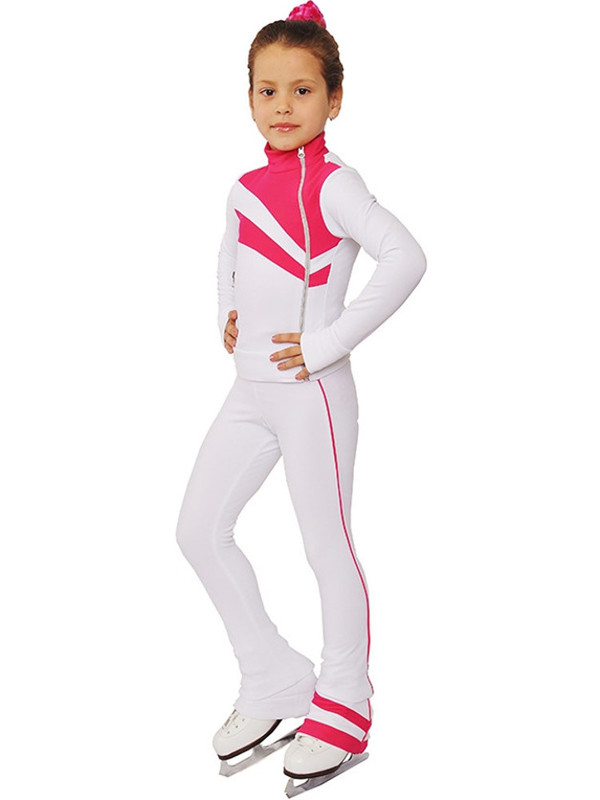 IceDress Figure Skating Outfit - Thermal - Rays (White and Raspberry)